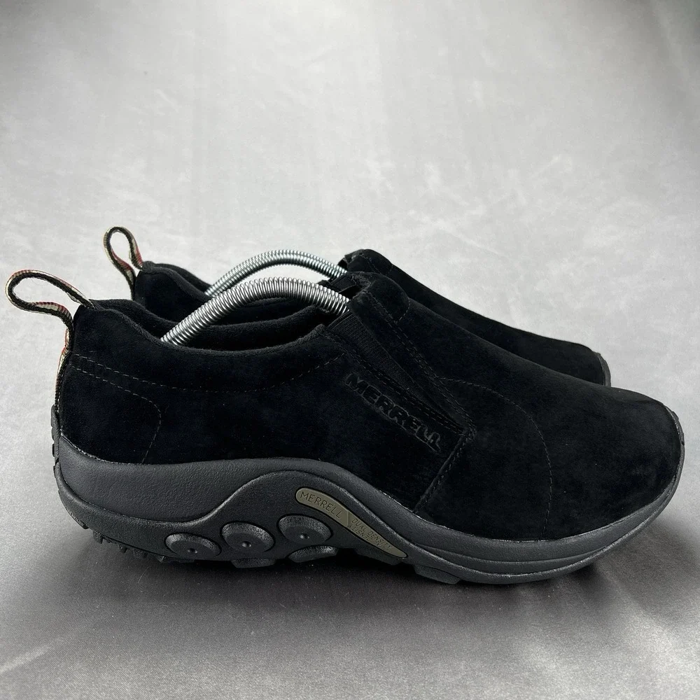 Merrell‎ Jungle Moc Shoes Mens 10.5 W Black Suede Slip On Comfort Casual J63815W